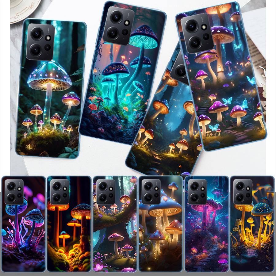 Dream Forest Landscape Mushroom House Phone Case For Redmi 12 13C 12C 15C 9 10 10C Note 13 Pro Plus 14 15 Pro 9T 9C 9A TPU Soft