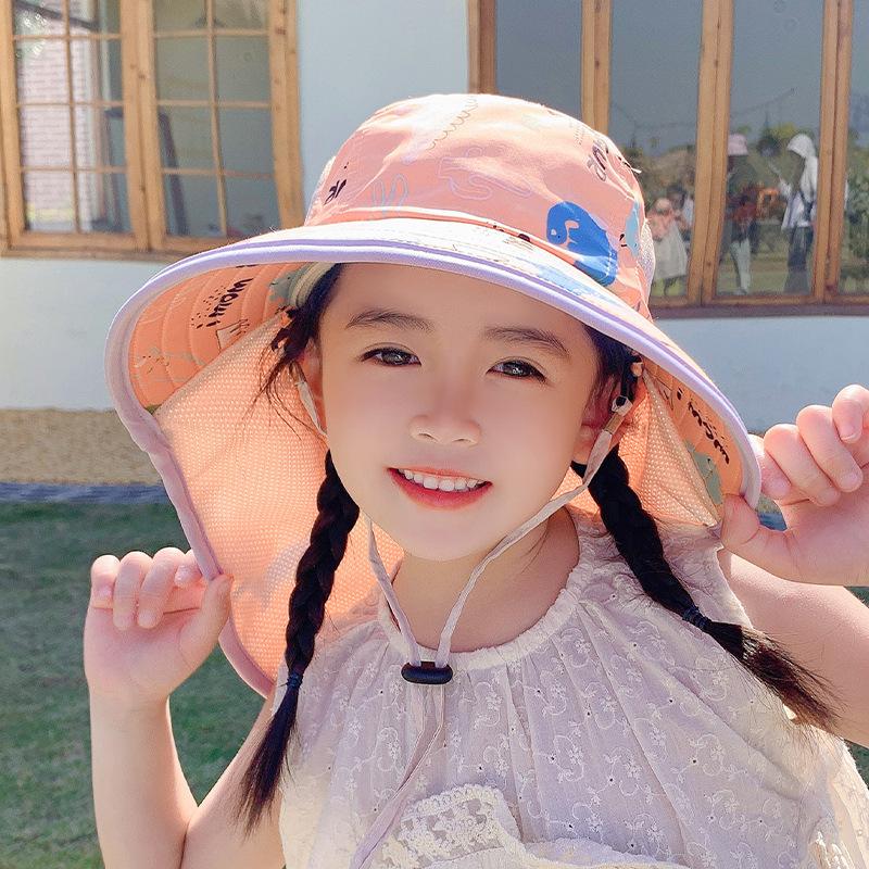 Kids Summer Sun Hat UV Protection Face Neck Flap Cap for Boys Girls Student Outdoor Travel Beach Fishing