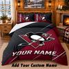 Pittsburgh Penguins Pattern Bedding 3Pcs Set Custom Name, Bed Sheet And Pillowcases For Home Bedroom
