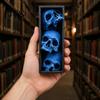 Декор на тему Хэллоуина Черепа Книжная полка-вставка, Готический череп для книжной полки, 3-уровневая скульптура, Загадочная библиотека с черной рамой, Academia Spooky для