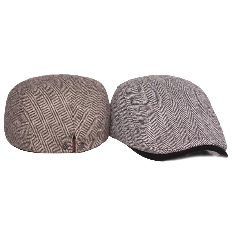 Шапка с узором «ёлочка» и утиным язычком для мужчин и женщин, теплая осенне-зимняя кепка, берет для людей среднего и пожилого возраста