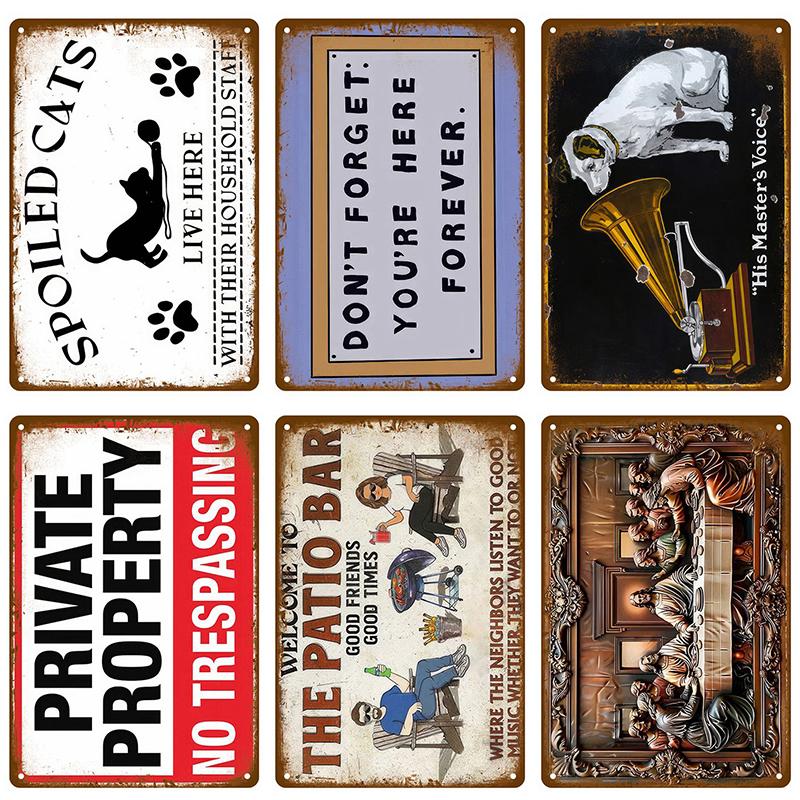 Vintage Metal Signs Plates Tin Sign Posters Man Cave Bar Retro Wall Art Mural Outdoor House Bathroom Home Room Decorations Decor