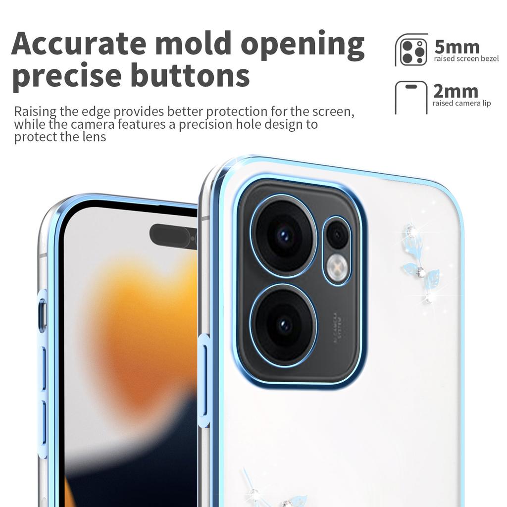 KADEM For Oppo Reno13 F 5G (Reno 13 FS 5G)/4G Case Flower Rhinestone Decor Electroplating TPU Phone Cover