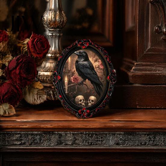 Halloween Refrigerator Magnets Magnetic Fridge Magnet, Ghost Witch Photo Frame, Wooden Vintage Theme Home Ornaments Frame Decoration, Atmospheric Dark