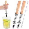 Пробойник для соломинки для пластиковых крышек Регулируемый воротник Пробойник для отверстия для соломинки Деревянная ручка Инструмент для пробивания отверстий в стакане для лимонада Принадлежности для приготовления напитков