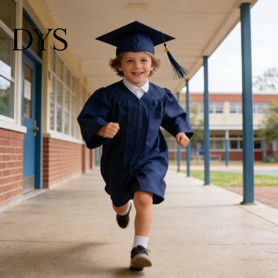 Polyester Fiber Graduation Gown Kids Kindergarten And Cap Set 2026 with Comfortable Outfit Hidden Zipper Gold Tassel Elementary School for Young