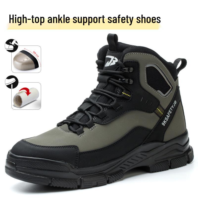 Top-Selling High-Top Microfiber Leather Safety Boots - Outdoor Mountaineering Steel Toe, Anti-Smash, Anti-Puncture, Wear-Resistant.