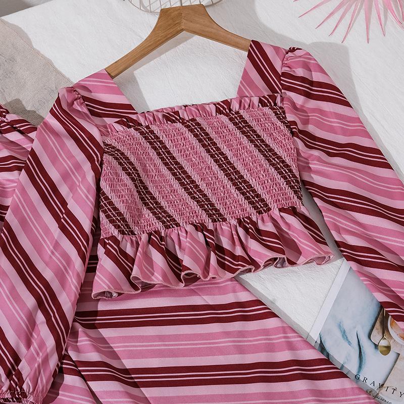Children's Fashion Set: Fall Girls' Casual Striped Top and Pants Two-Piece Set
