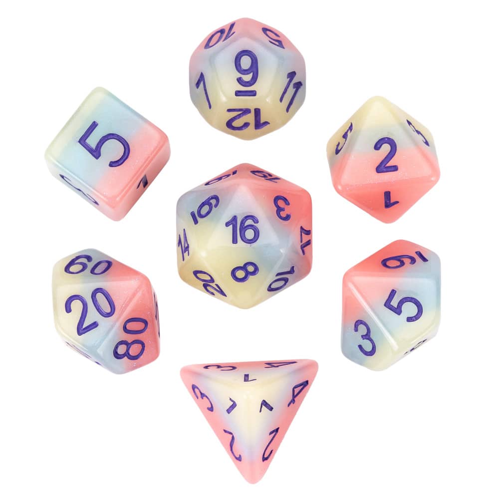 Cusdie Многослойный набор кубиков для D&D, смола, блестки, 7 шт. D4-D20, разноцветный полиэдральный набор кубиков для настольных ролевых игр D&D