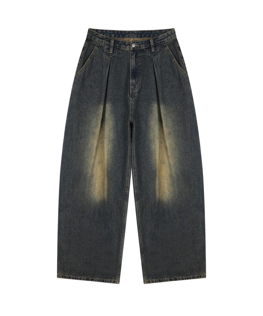 NTET Vintage Front Pintuck Denim Pants (Vintage Black)