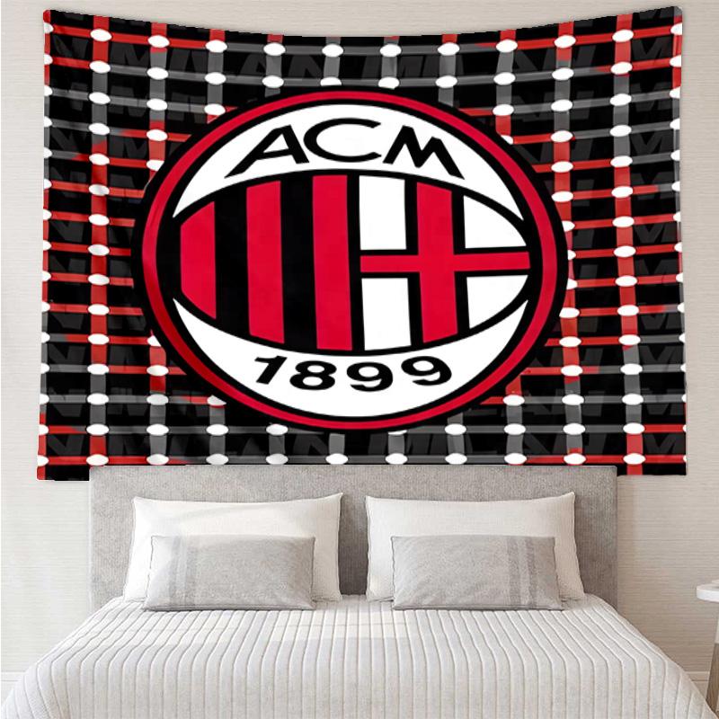 1PC Milan Football club Printed Tapestry Room Decoration Wall Hanging for Living Room Bedroom, dormitory, Birthday and Christmas gifts