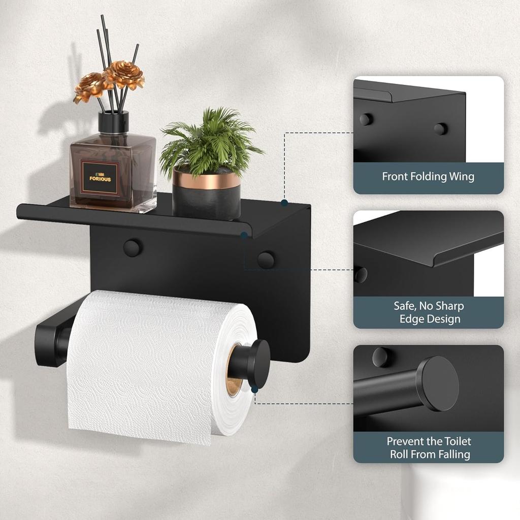 Клейкий держатель для туалетной бумаги из нержавеющей стали с полкой для хранения, держатель для туалетной бумаги/полотенца, настенный органайзер для хранения в ванной