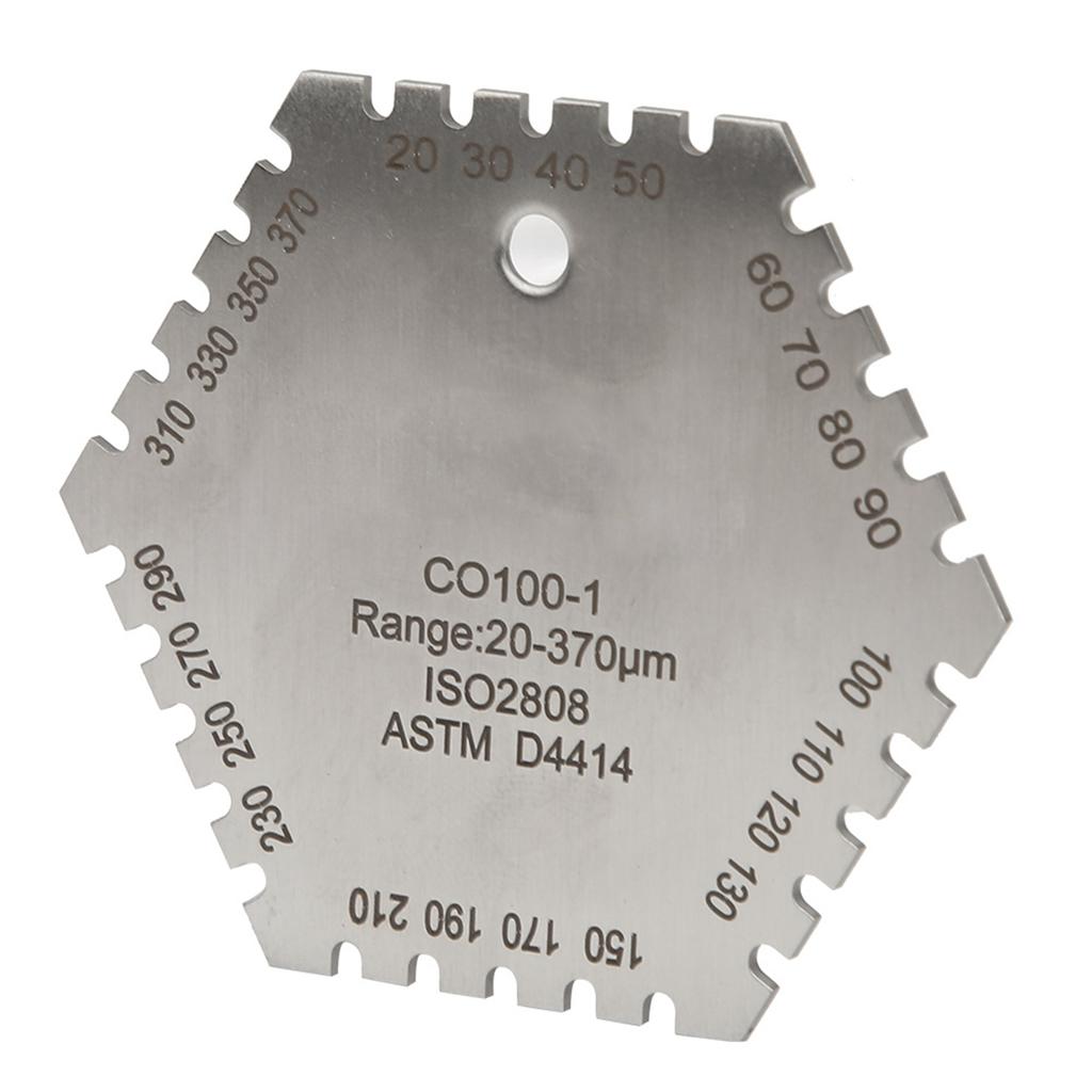 CO1001 20370um Stainless Steel Hexagonal Wet Film Comb Card Thickness Gauge Meter