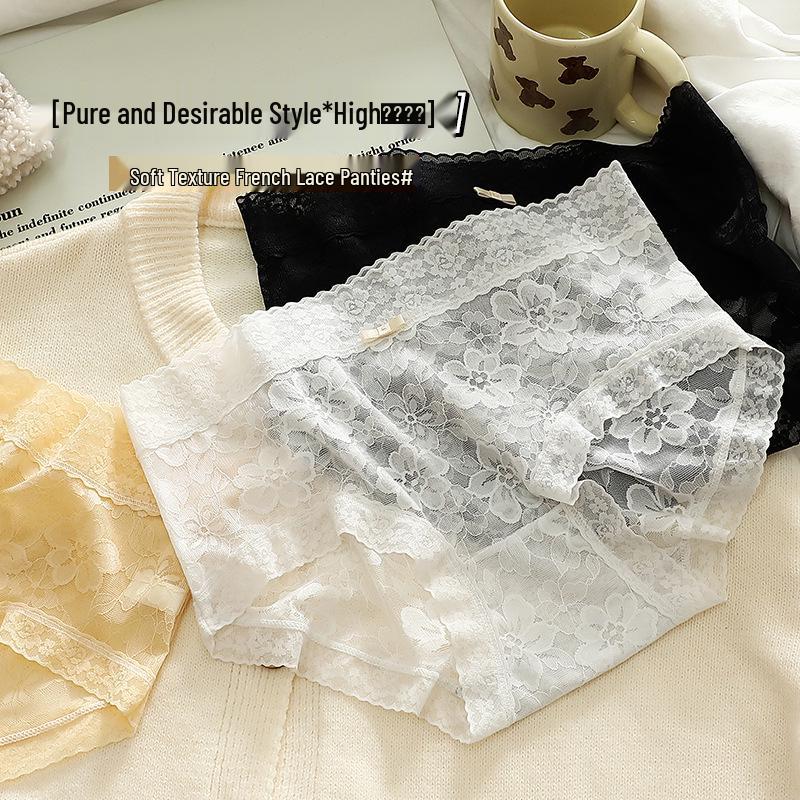 Women's French Mesh Jacquard Lace Panties: Lightweight, Breathable, Comfortable for Spring/Summer