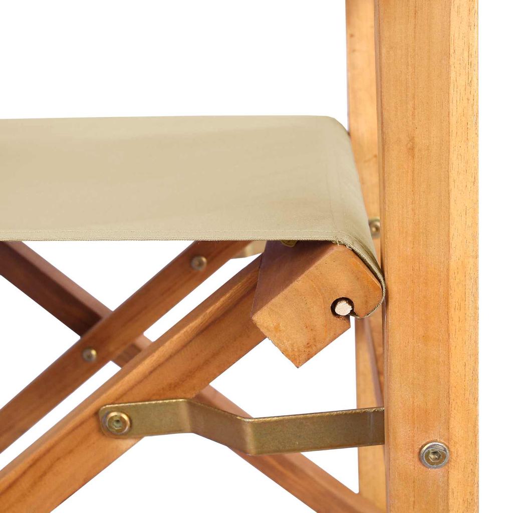 Director s Chair Brown and Beige Solid Teak Wood