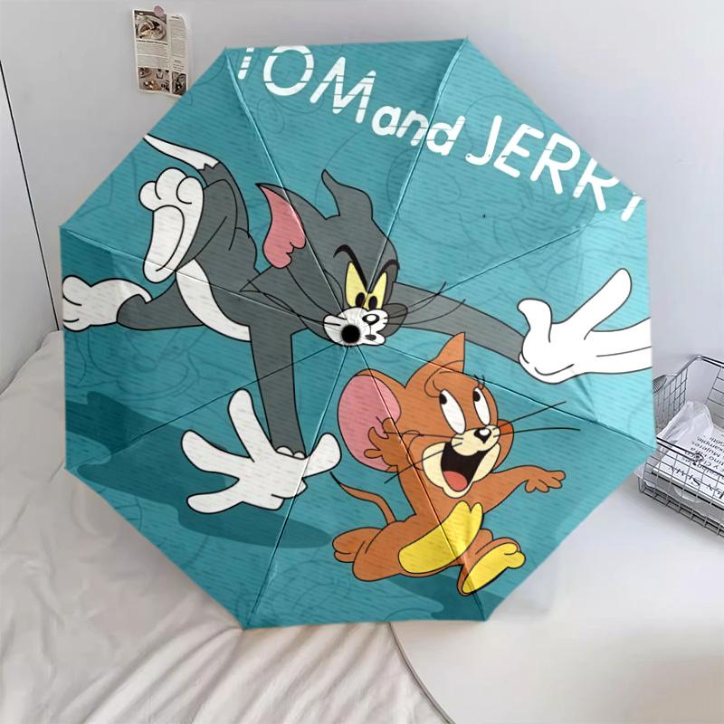 Tom and Jerrypattern, automatic folding umbrella, portable and foldable design, 8 ribs, a Christmas or birthday gift.