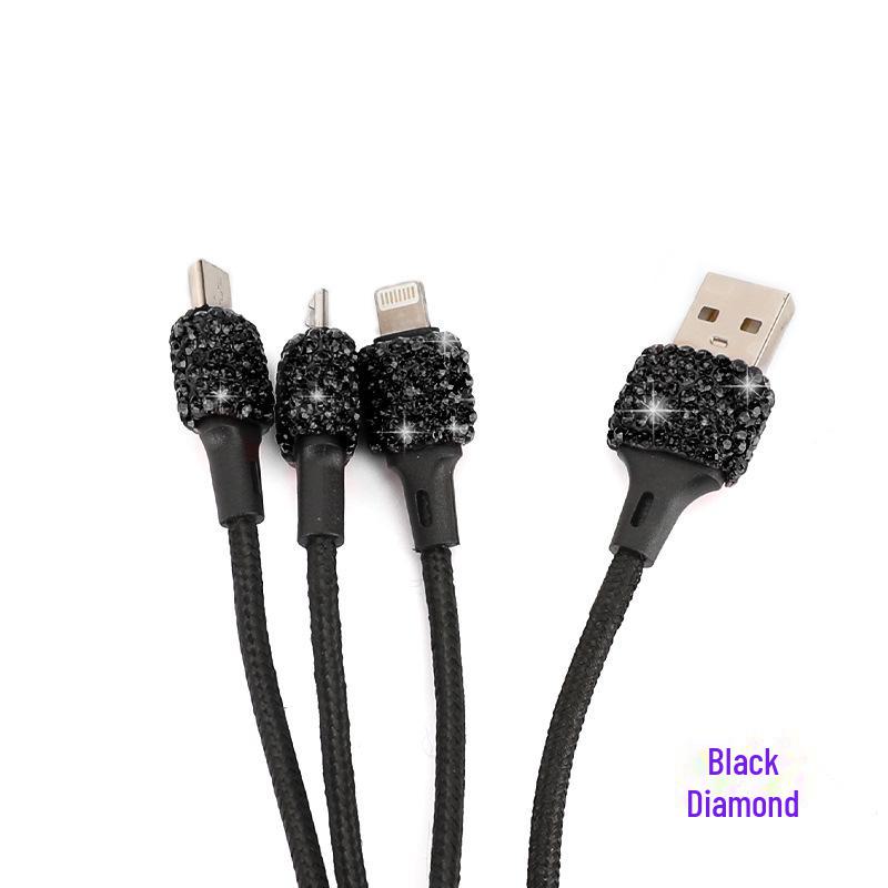 Автомобильное зарядное устройство с двумя USB-портами и алмазной инкрустацией, с интеллектуальным многофункциональным адаптером