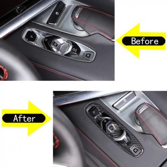 Dry Carbon Center Console Gear Position Frame Trim Cover For Corvette C8 -24