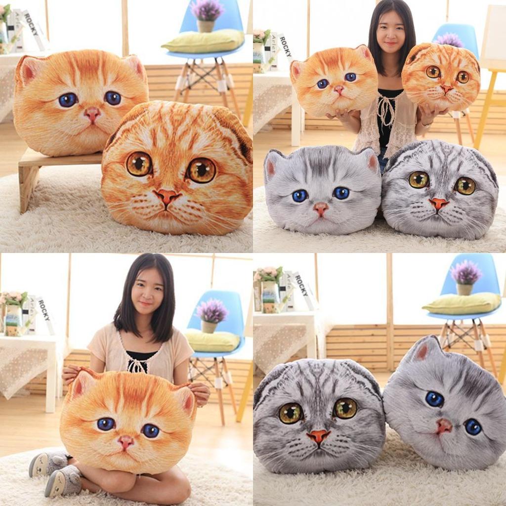 Plush Alien Cat Pillow Available In Gray Folded Ear Cat And Yellow Folded Ear Cat