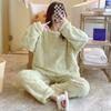 Oversized Plush Pajamas Set Women's Coral Fleece Autumn Winter Warm Home Clothes Sweet Long Sleeves Loose Thickened Outwear