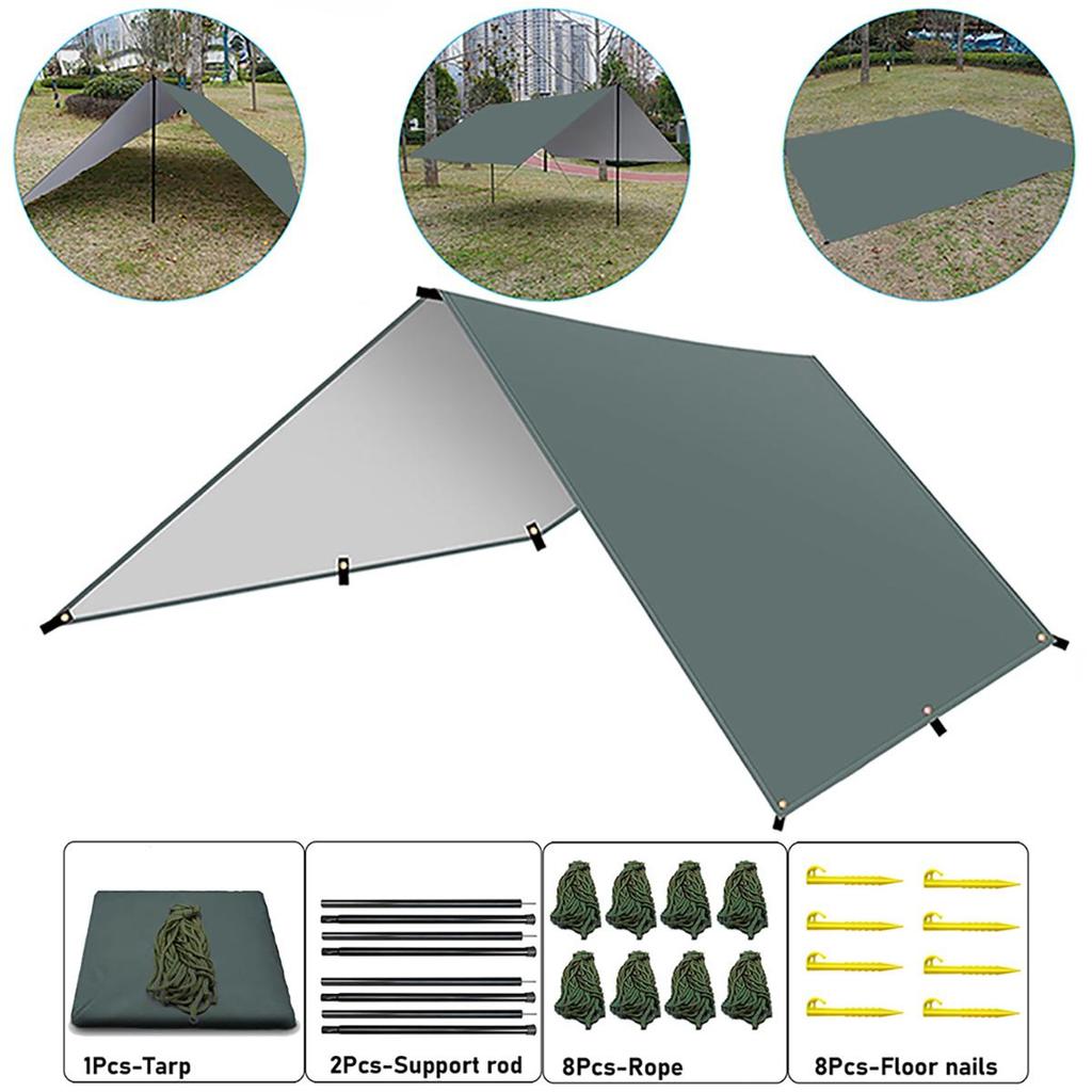 Outdoor Camping Tarp, Camping Tarpaulin Awning, Lightweight UV Resistant and PU 3000mm Waterproof Rainproof Tarpaulin Shelter