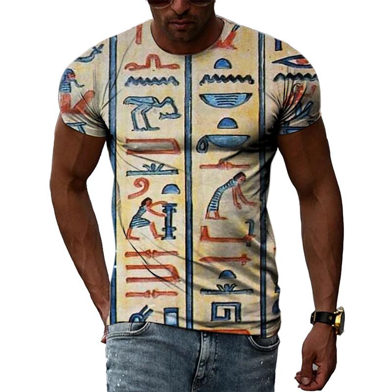 Ancient Egyptian Civilization 3D Printing Summer Hot Sale Retro Literature And Art Men’s-Women Short-Sleeved Round Neck T-shirt