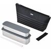Bento Box 2 Tier Slim Fresh Lunch Box 815ml Black Border DSA-804W BKBD