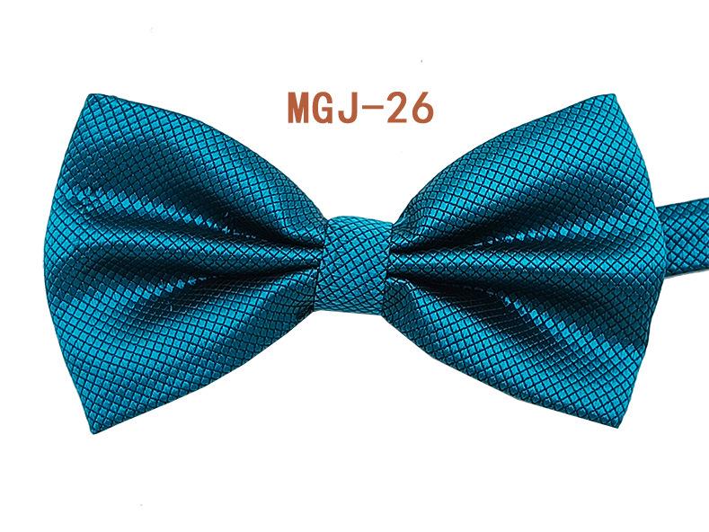 Men's Solid Black Double Layer Bow Tie - British Cube Grid, 27 Colors Available for Formal Events and Weddings.