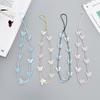 Cute Candy Colors Crystal Clear Chain Butterfly Beaded Mobile Phones Strap Holders Lanyard for IPhone Xiaomi Samsung Accessories
