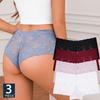 3Pcs/Set Women Sexy Lace Panties Floral Leaves Transparent Uderwear V-Waist Boyshort for Female Soft Intimates Lingerie