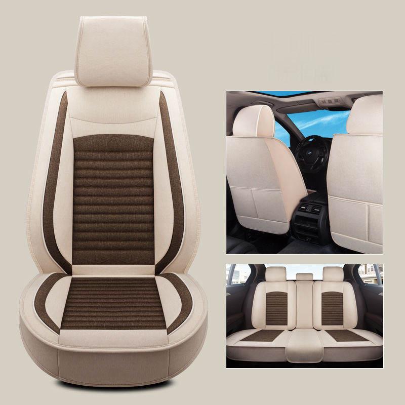 Пятиместная полностью окруженная подушка для автомобильного сиденья, четыре сезона, универсальный чехол для сиденья из льняной ткани, специальный чехол для сиденья, чехол для сиденья