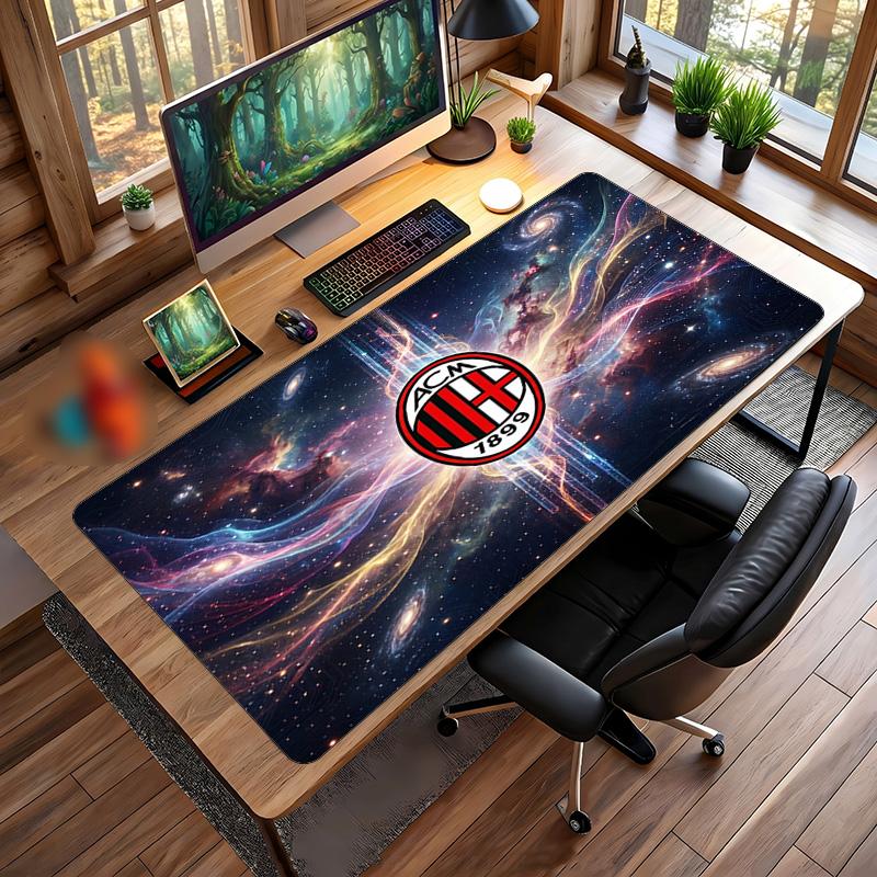 Большой коврик для мыши с принтом AC Milan, нескользящий мягкий резиновый игровой коврик для стола, декор для офисного ноутбука компьютера