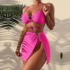 Swimsuit Women's Split Three Piece Set Solid Color Hollow Out Lace Up Sexy Bikini Sets