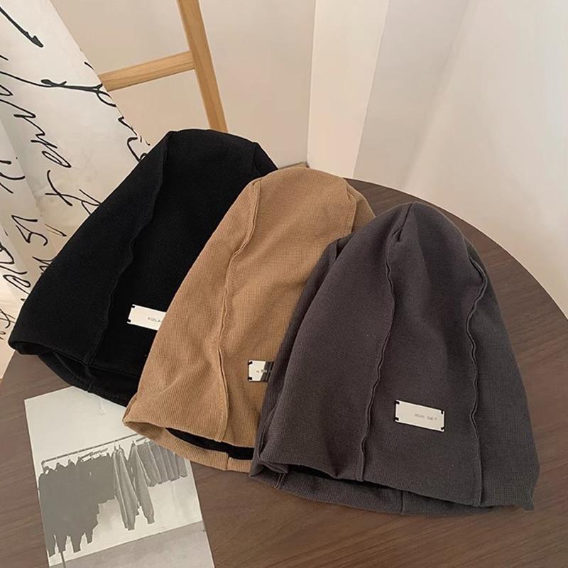Женская однотонная мешковатая шапка-бини, мягкие хлопковые шапки, весна-осень, хип-хоп, шапки-черепа, уличная теплая шапка-пуловер