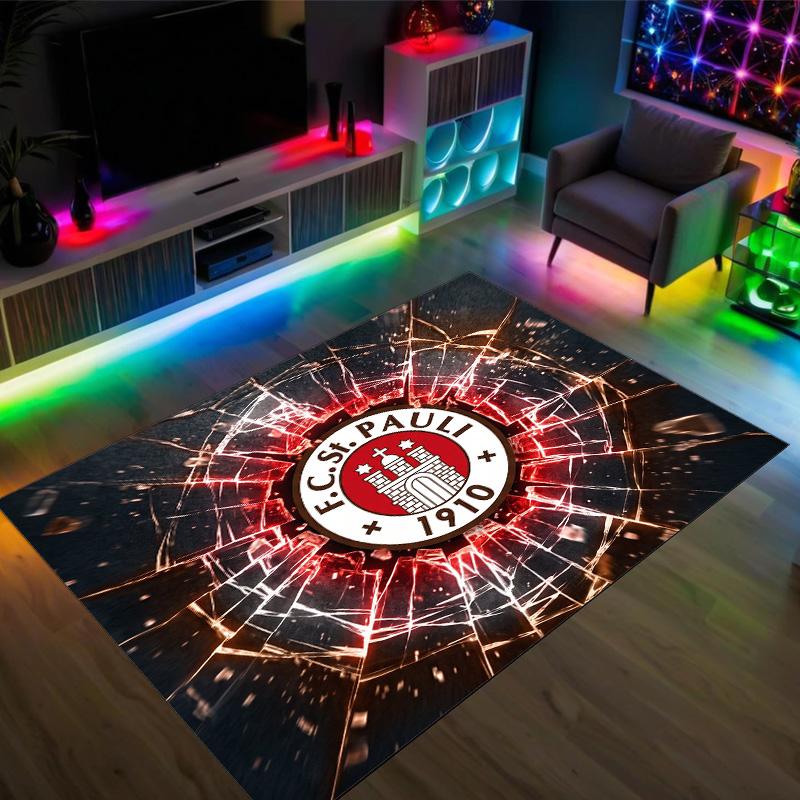 FC St. Pauli Football Design Crystal Velvet Carpet Cozy Non?Slip Printed Rug For Bedroom Living Room Entrance