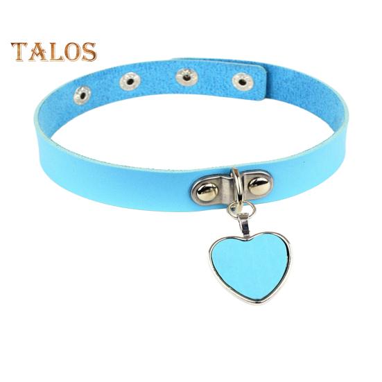 Женский воротник в стиле рок-панк, искусственная кожа, подвеска в форме сердца, регулируемая окружность, клубная вечеринка, косплей, реквизит, женское колье, ювелирные изделия