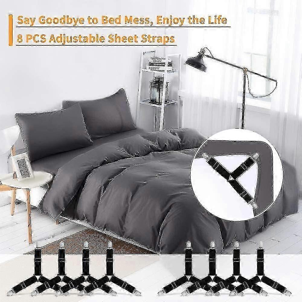 8 Pcs Bed Sheet Holder Straps,adjustable Triangle Elastic Corner Clips