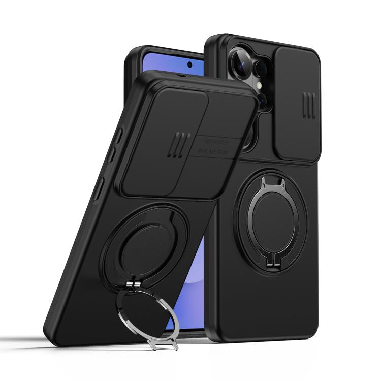 Camera Sliding Shield Magnetic Rotation Holder Phone Case