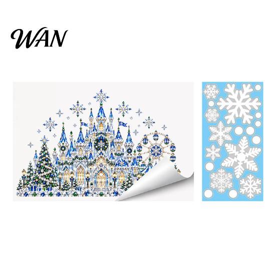 Modern Living Room Wall Art Decor Fairy Tale Christmas Window Cling, Ferris Wheel Tree Static Decorative Stickers for Nursery Walls Glass Decal,