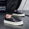 Кожаные мокасины мужские туфли лето 2025 новые легкие рабочие туфли на платформе с одной педалью ленивые трендовые туфли на плоской подошве