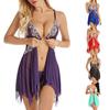 Женское нижнее белье с застежкой спереди Babydoll, кружевная одежда с V-образным вырезом, сетчатая одежда для сна