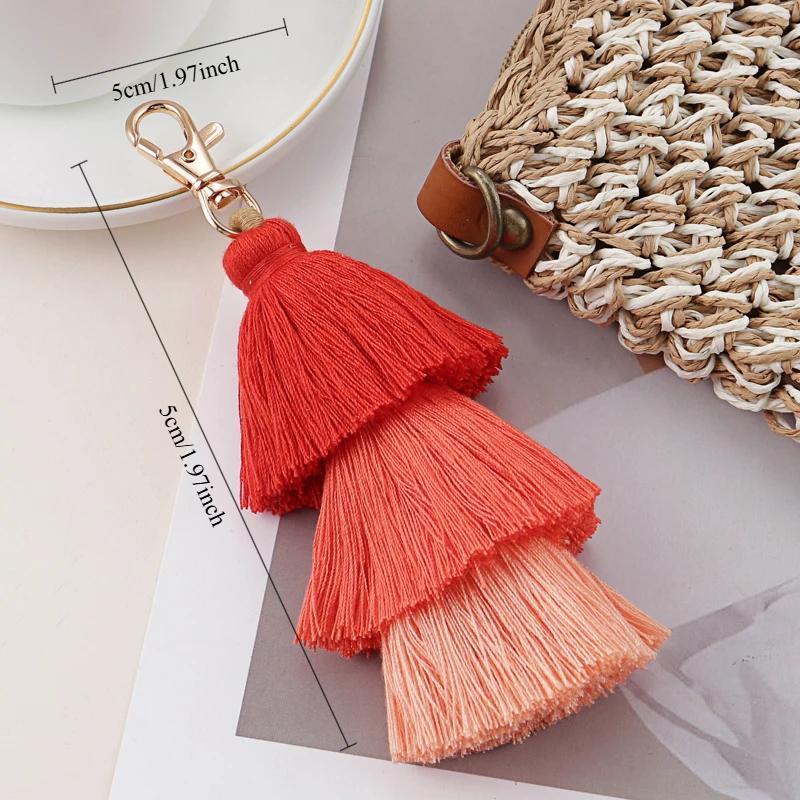 Богемный многоцветный ручной работы многослойный брелок с кисточками простой брелок для ключей подходит для сумочки аксессуар ювелирные изделия подарок