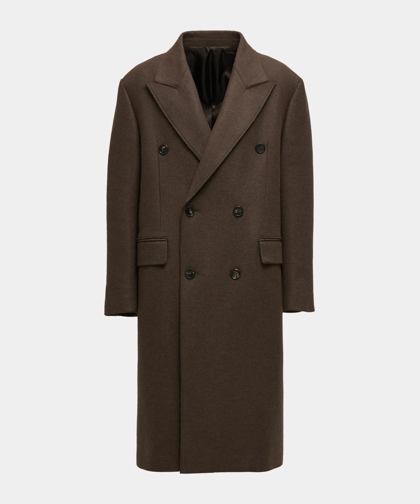 Coor Low-Cut Peaked Lapel Coat (Melange Brown)