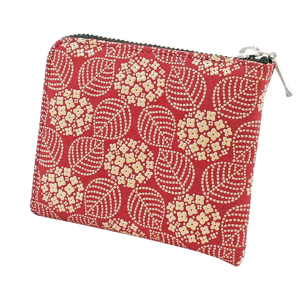 Indenya Inden Coin Purse F Coin Purse 08 Deerskin Red X White Lacquer Hydrangea Pattern 1008-13-174