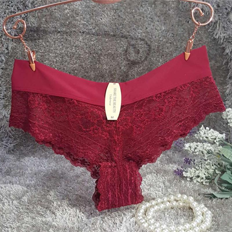 Sexy Lace Underwear for Women Transparent Mesh Sexy Women Low Waist Seamless Thong Panties