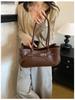 Shoulder Bag Women White PU Vintage Metal Detail Office Daily