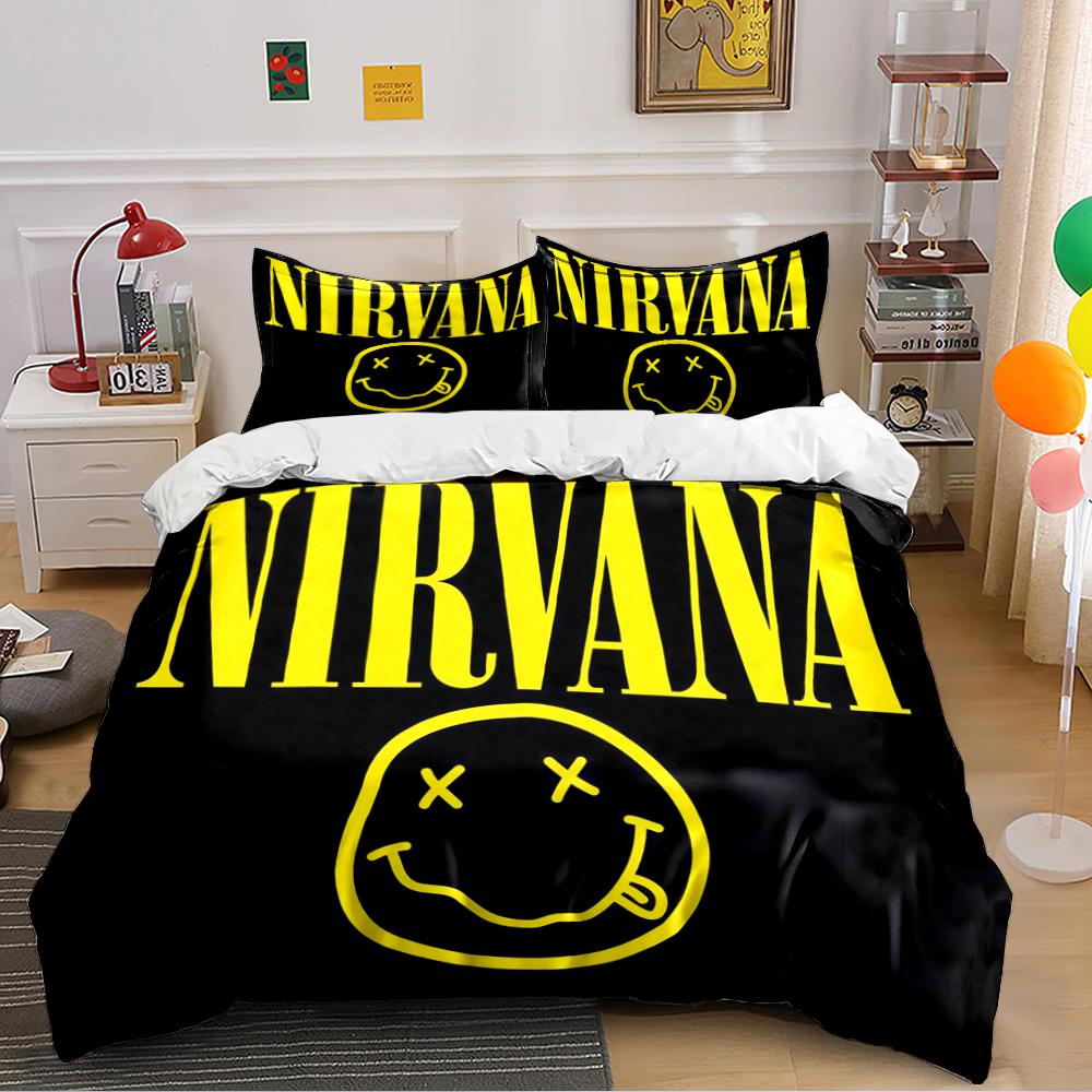Набор постельного белья Nirvana Логотип Черно-желтый Постельное белье (1 пододеяльник, 2 наволочки, одеяло в комплект не входит)