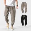2024 Men's Plus Size Linen Japanese Style Harem Pants - Casual Chinese Lantern Joggers