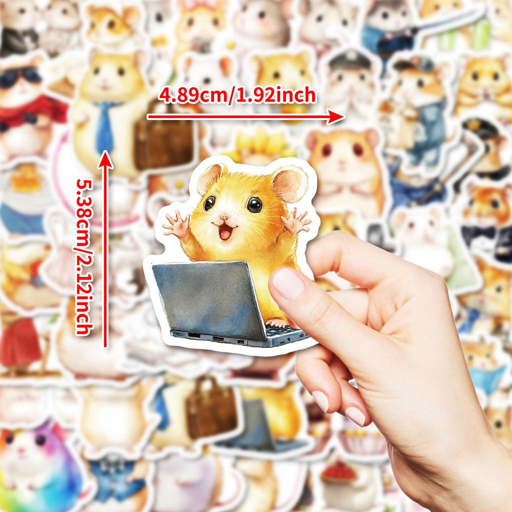 50 наклеек Kawaii Office с изображением хомяка, неповторяющиеся водонепроницаемые декоративные наклейки, детские игрушки-поощрения, наклейки