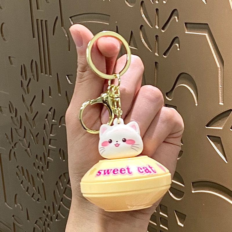Adorable Cartoon Cat Flying Disc Keychain and Bag Charm